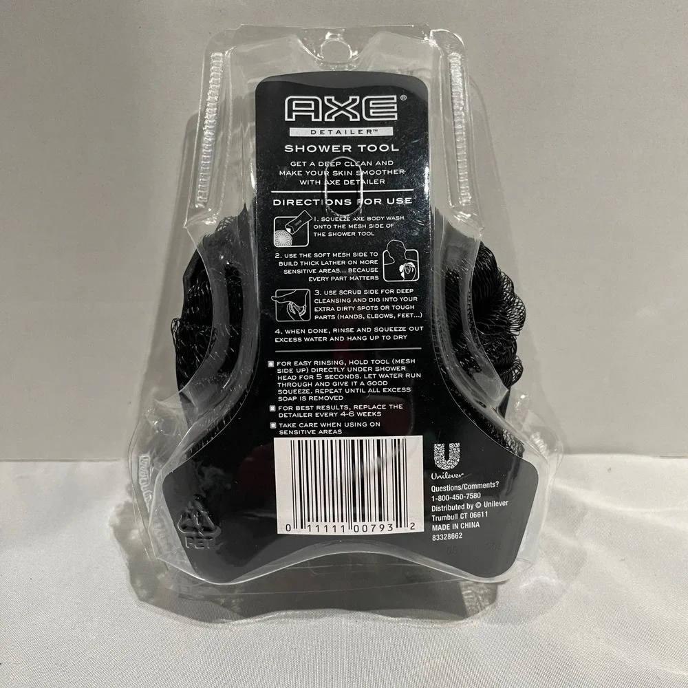 Axe Detailer 2-Sided Shower Tool Dual Sided Body Scrubber Loofah Black Grey NEW